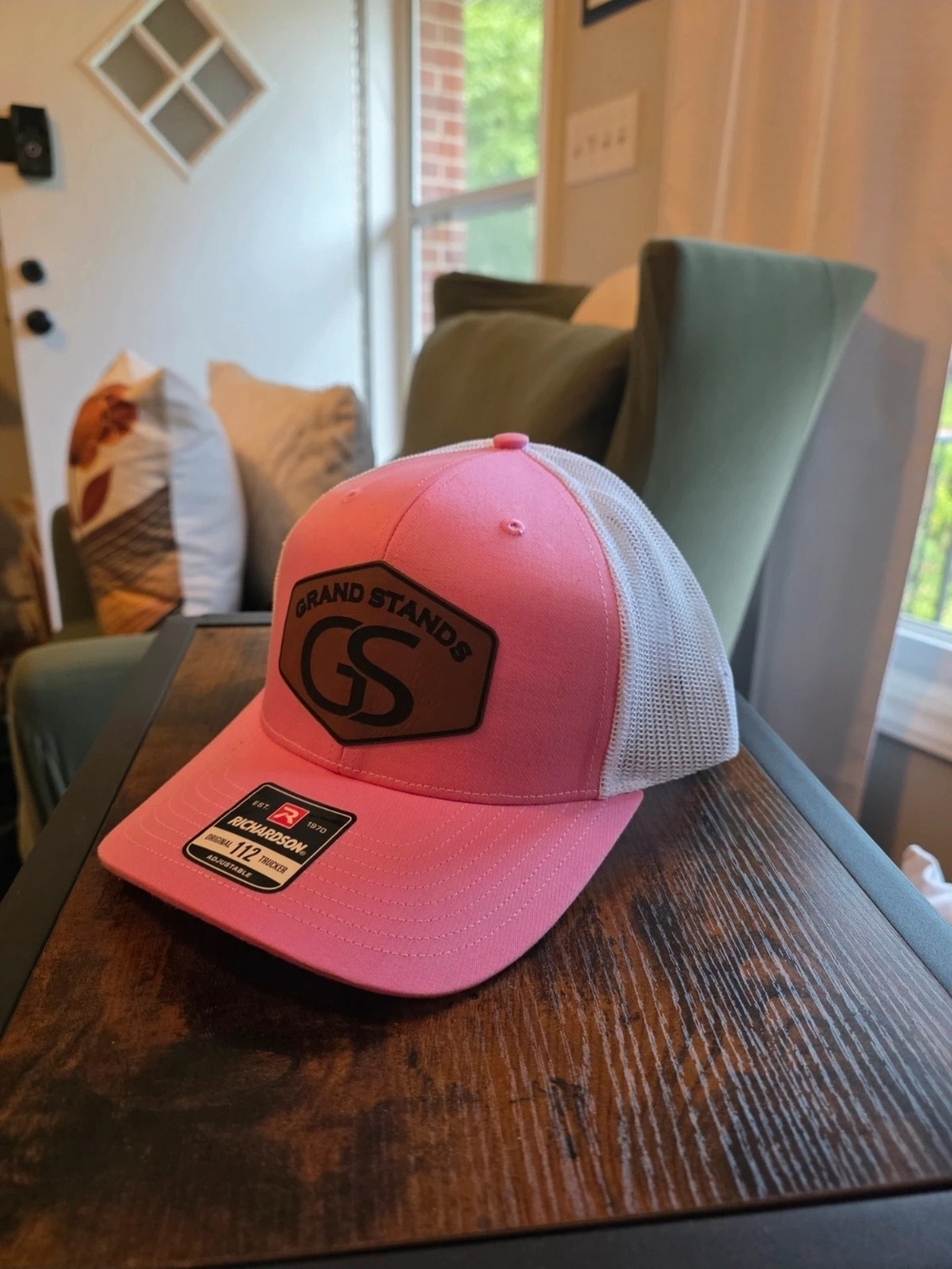 Grand Stands GS Richardson 112 Pink & White Adjustable Trucker Hat